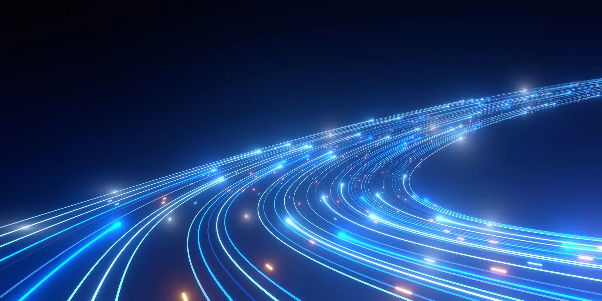High Speed Light Streaks internet data, blue colour, glow lines, background